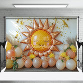 Aperturee - Aperturee Sunshine Floral Balloon Sweet Cake Smash Backdrop